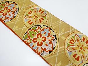 アンティーク　丸紋に華紋織り出し袋帯（着用可）